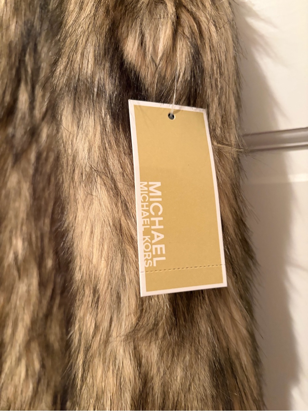 NWT Michael Kors Faux Fur Long Vest - Tan Brown - Picture 7 of 10